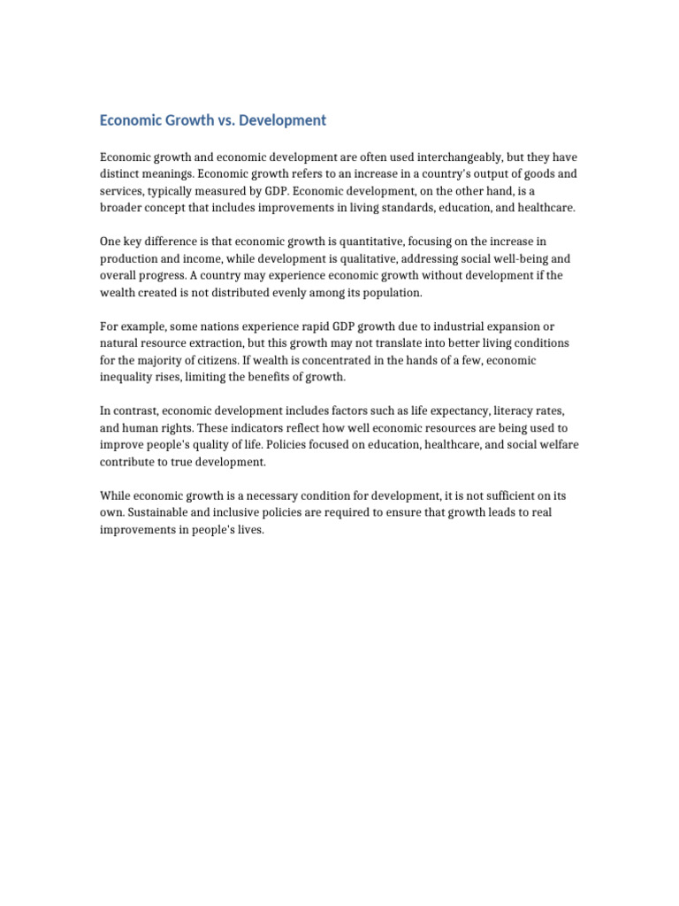 Growth vs. Development Explained | PDF