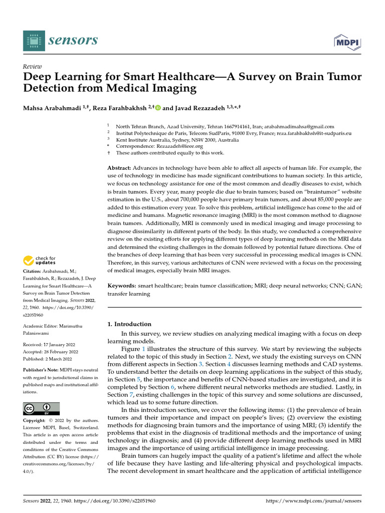 Deep Learning for Smart Healthcare—a Survey on Brain Tumor Detection ...