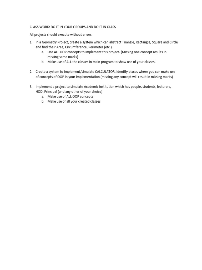 Class Work | PDF