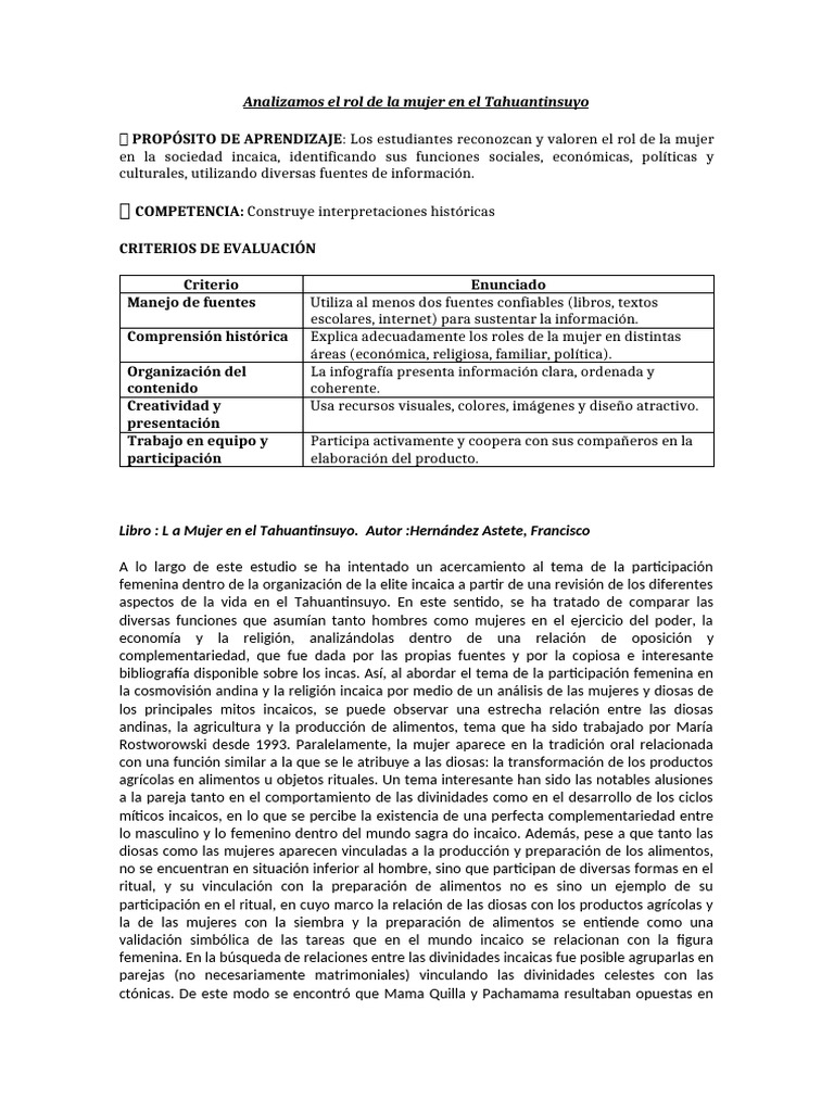 Analizamos El Rol de La Mujer en El Tahuantinsuyo | PDF | Imperio Inca ...