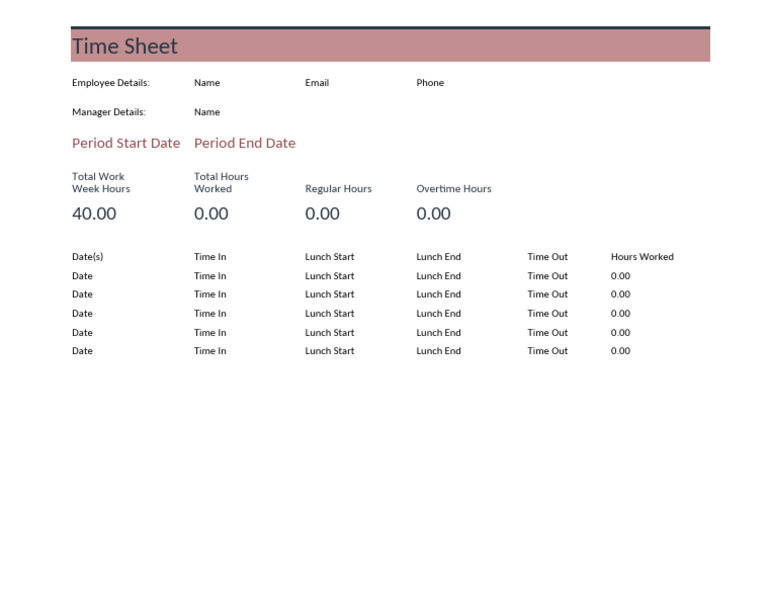 Employee Time Sheet Template | PDF