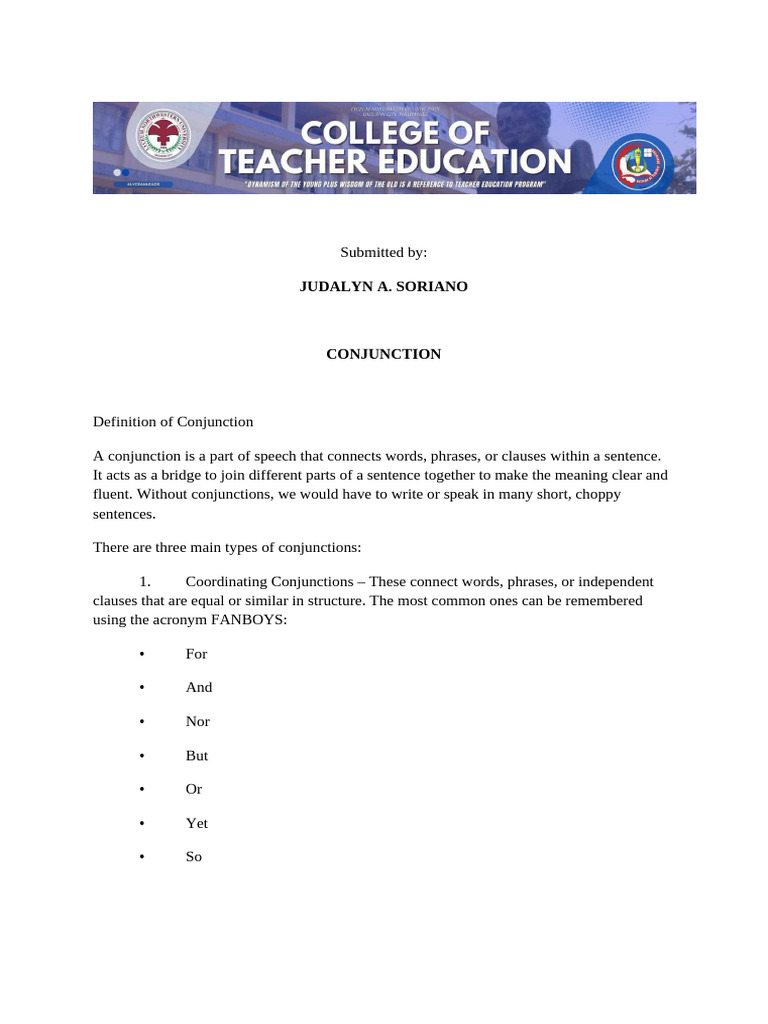 7th Grade Conjunctions Activities | PDF | Semantics | Semantic Units