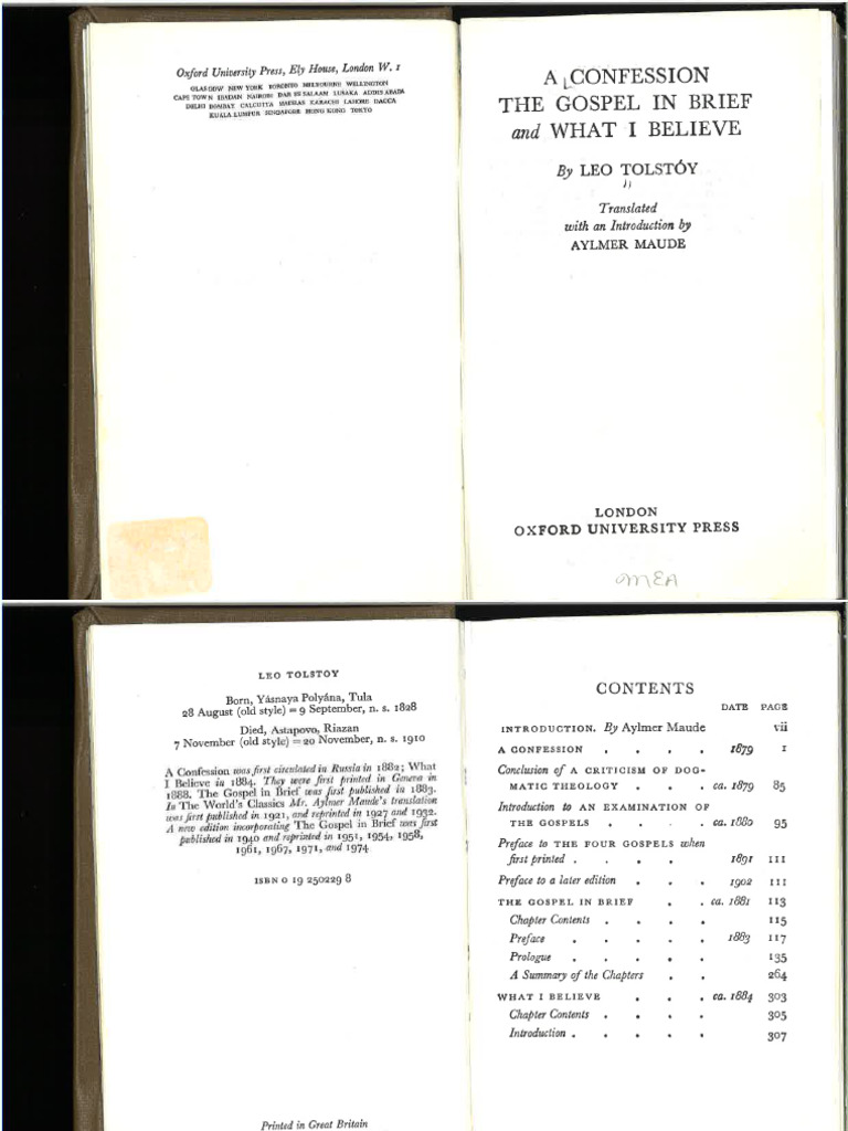 Leo Tolstoy A Confession | PDF