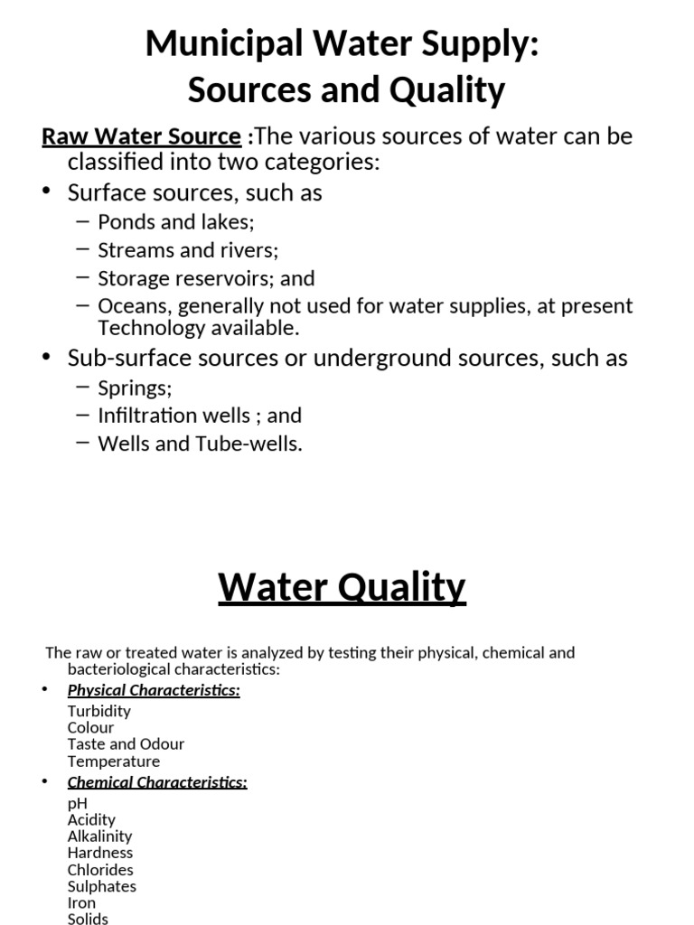 Municipal Water Supply Quality Analysis | PDF | Water Purification ...
