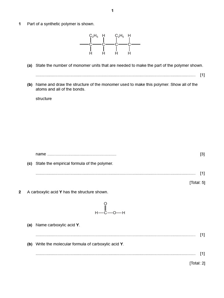Organic Chemistry Questions | PDF | Ester | Alkene