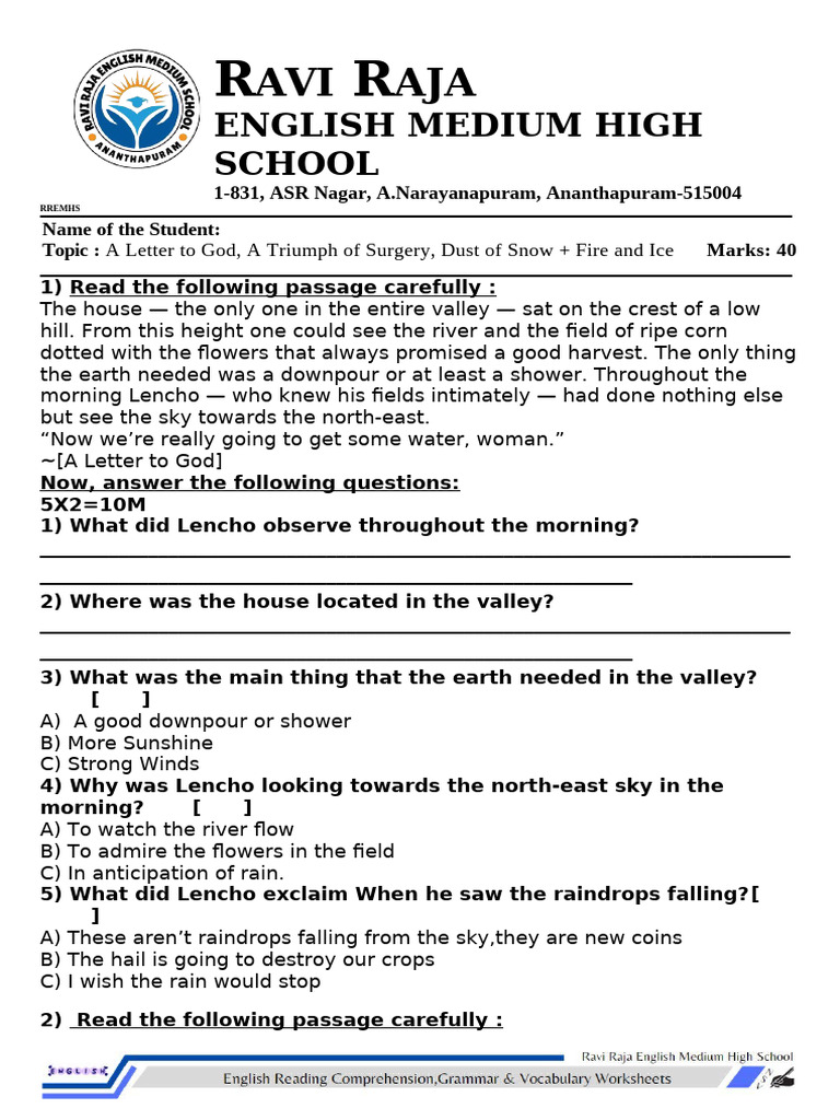 Q.no-37 Framing WH Questions | PDF | Rain | Hail
