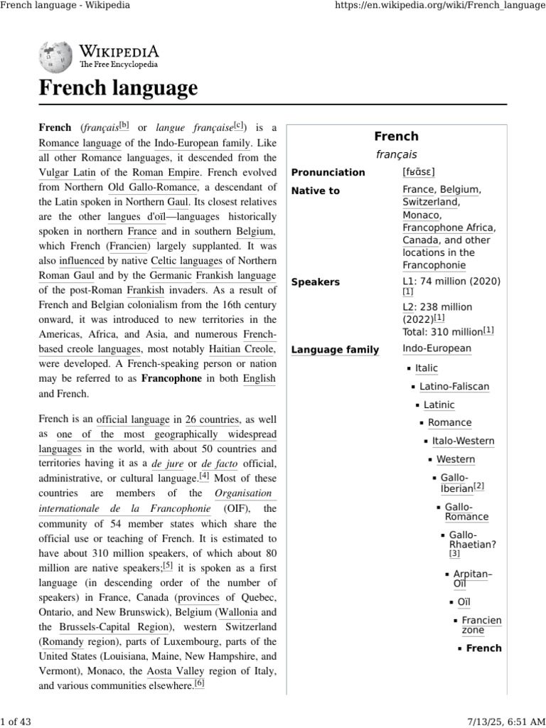 Overview of the French Language | PDF | French Language | Provinces And ...