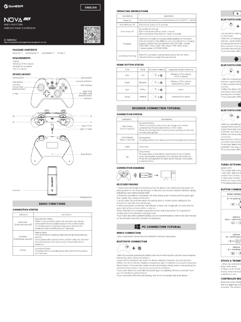 User Manual Gamesir Nova Lite (English - 1 Pages) | PDF