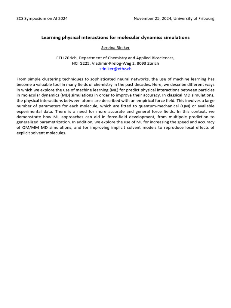 AI in Molecular Dynamics Simulations | PDF