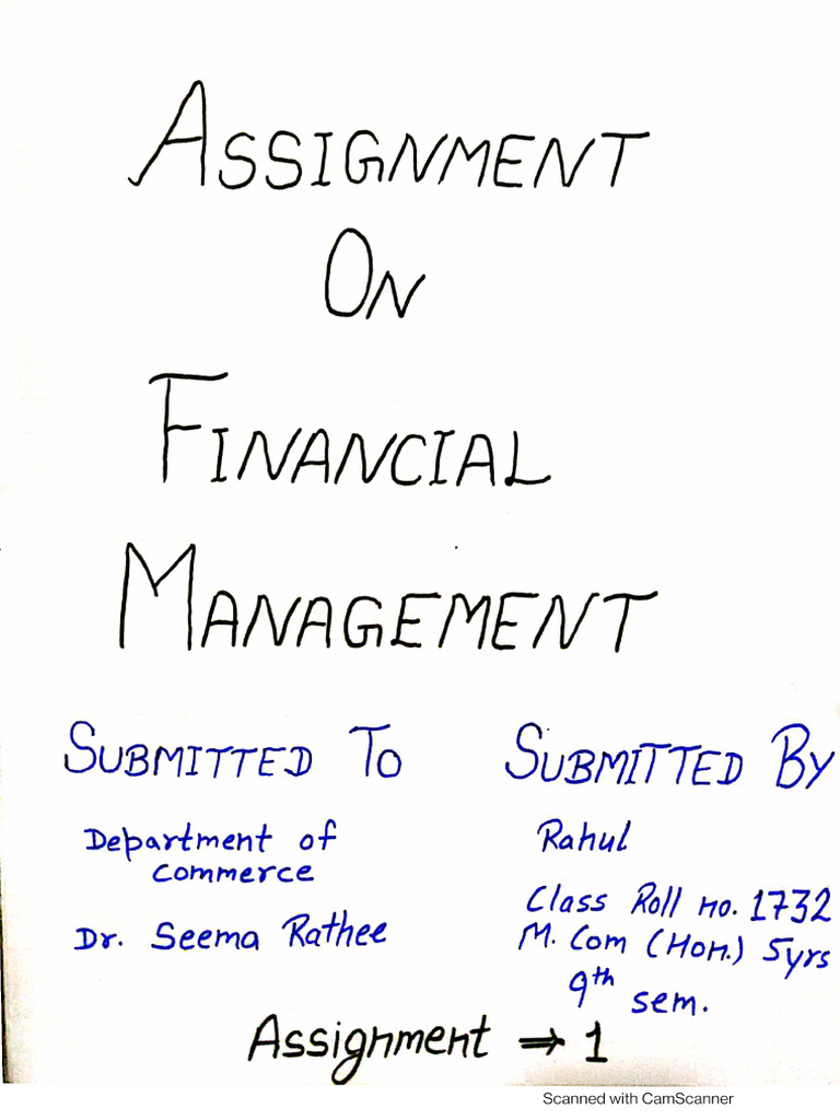 Rahul 1732 F.M. Assignment-1 | PDF