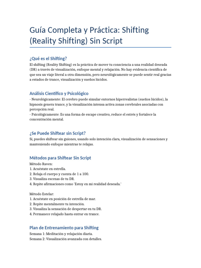 Guía Práctica de Shifting Sin Script | PDF