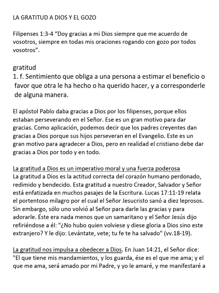 Gratitud a Dios y su impacto en el gozo | PDF | Gratitud | Dios