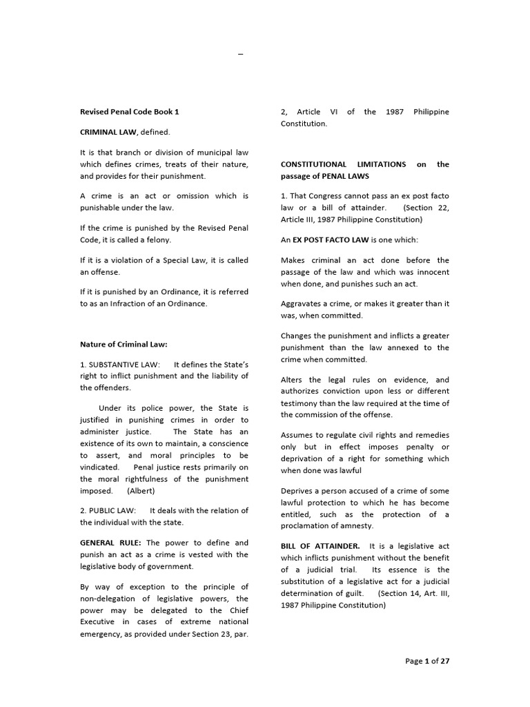 Overview of Philippine Criminal Law | PDF | Crimes | Crime & Violence