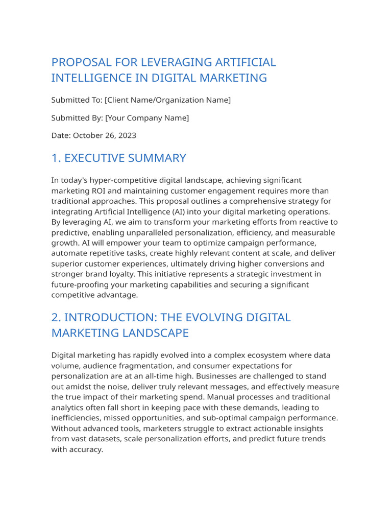 Ai in Digital Marketing Proposal | PDF | Artificial Intelligence ...