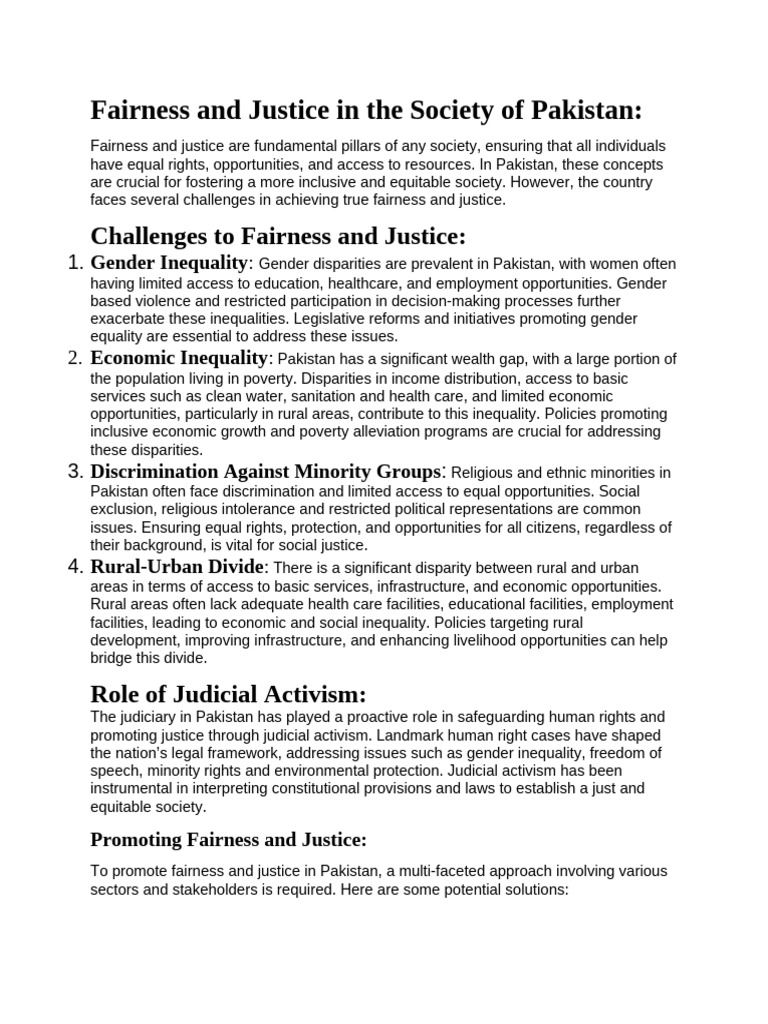 Fairness and Justice Challenges in Pakistan | PDF | Poverty ...