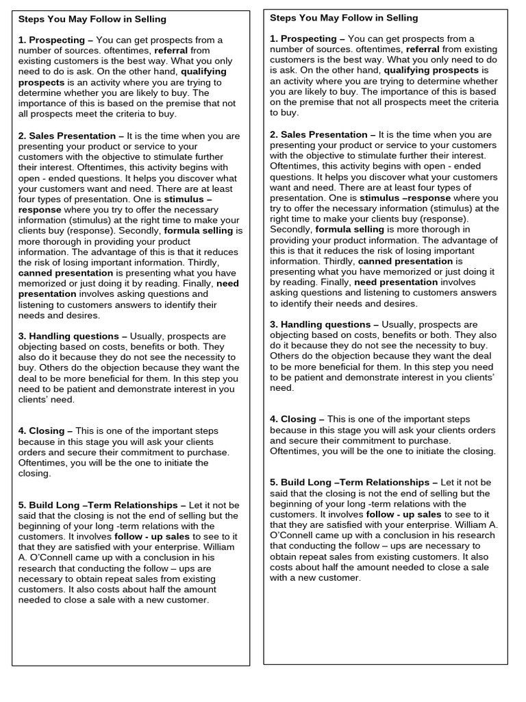 Essential Steps for Successful Selling | PDF