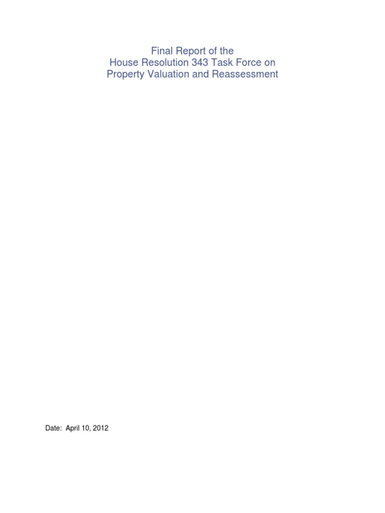 PA Property Tax Reassessment Reform Task Force Reports Real Estate Appraisal Market Value