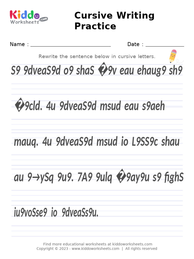 Cursive Writing Practice Worksheet | PDF