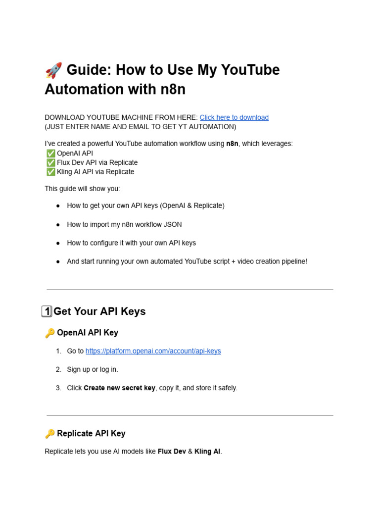 YouTube Automation with n8n Guide | PDF | Computer Science | Software ...