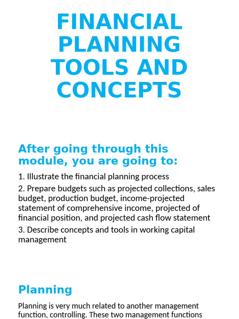 Financial Planning Tools and Concepts | PDF | Finance & Money ...