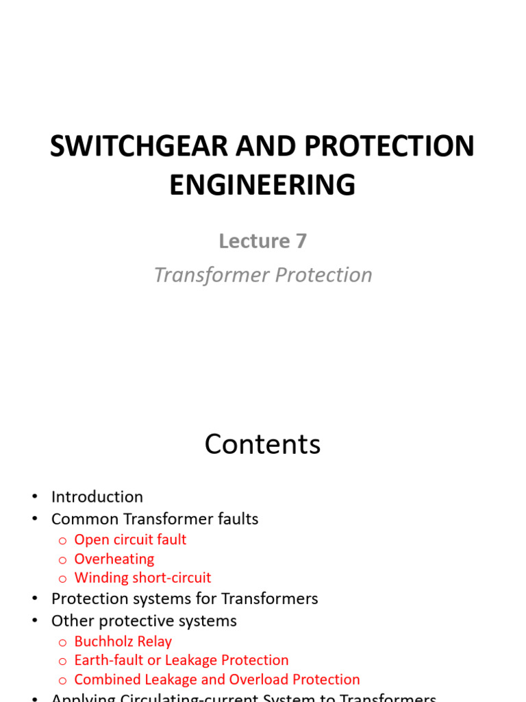 07 Ee423 - Lecture - 7 Transformer Protection | PDF | Transformer | Relay