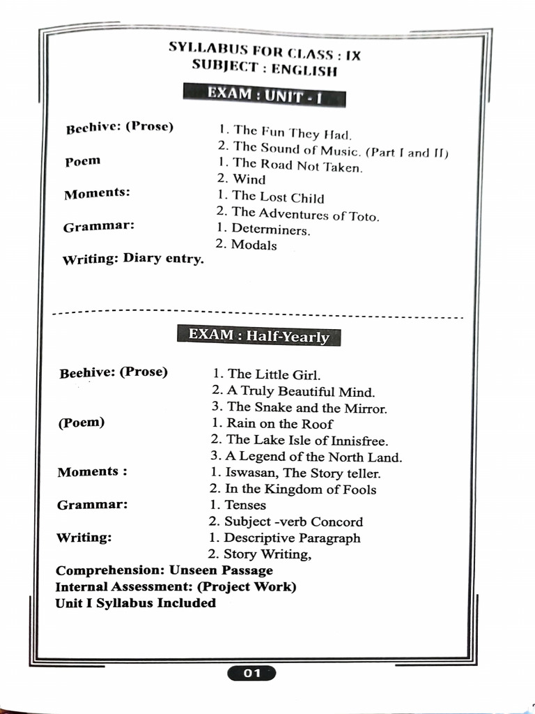 Class 9 English Syllabus Overview | PDF | Linguistics