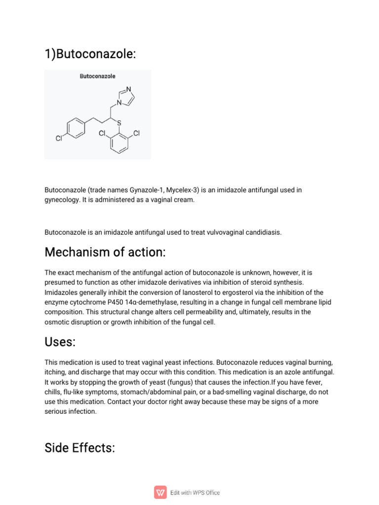 Butoconazole: Antifungal for Yeast Infections | PDF