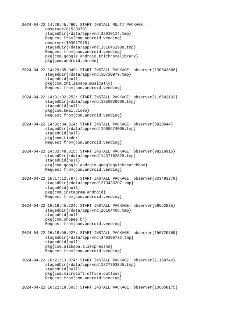 Android Package Installation Log | PDF | Android (Operating System ...