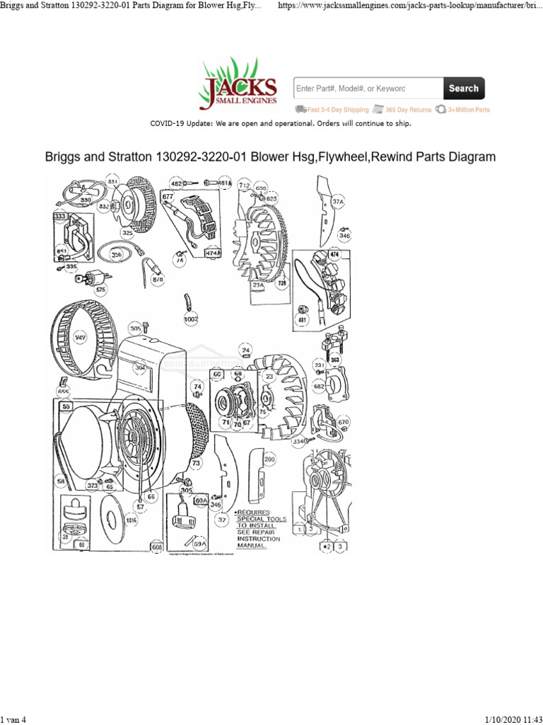 Briggs & Stratton 130292-3220-01 Parts Guide | PDF | Mechanical