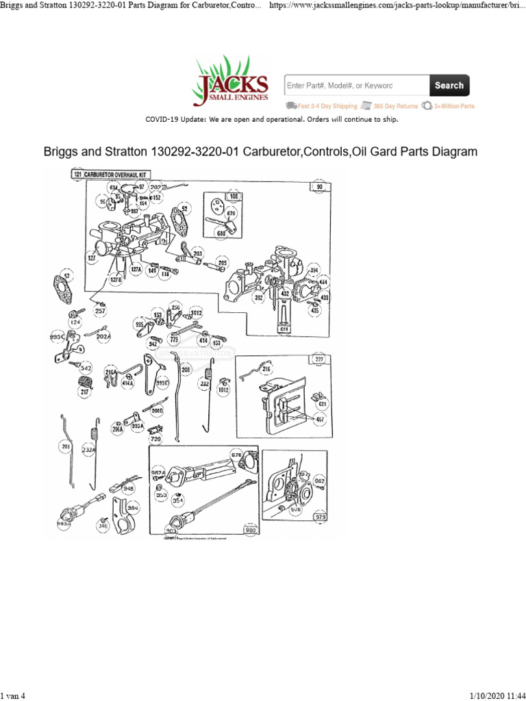 Briggs & Stratton Carburetor Parts Diagram | PDF | Carburetor | Throttle