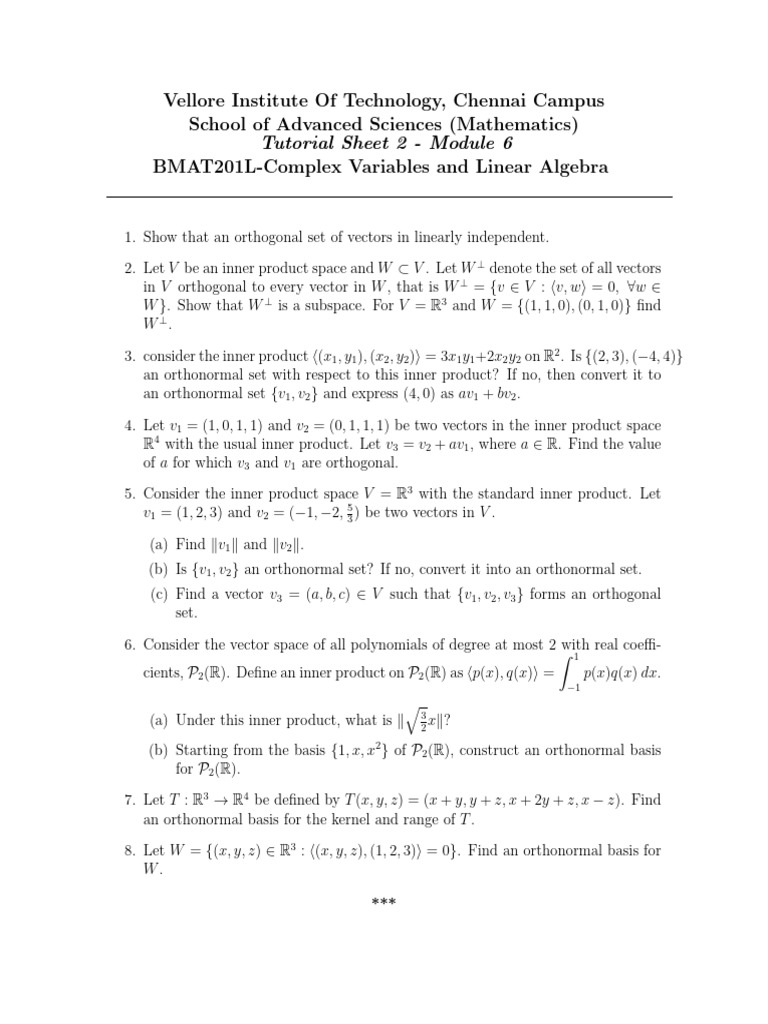 Complex Variables & Linear Algebra Exercises | PDF