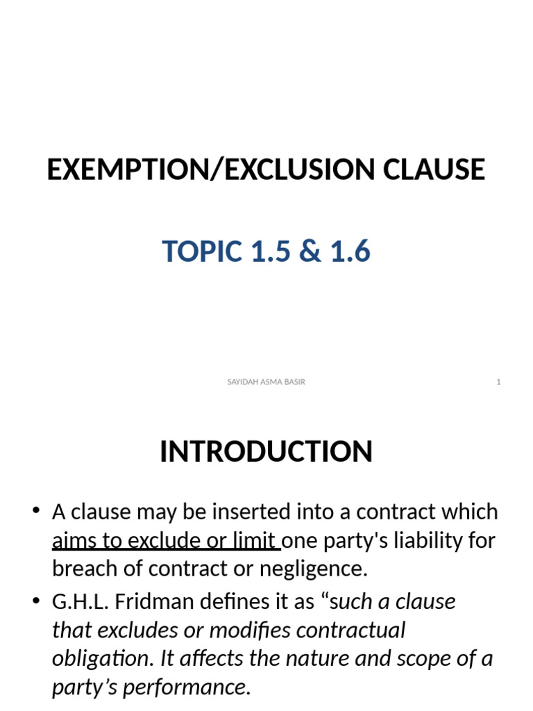 1.5 Exemption Clause | PDF | Legal Liability | Business Law