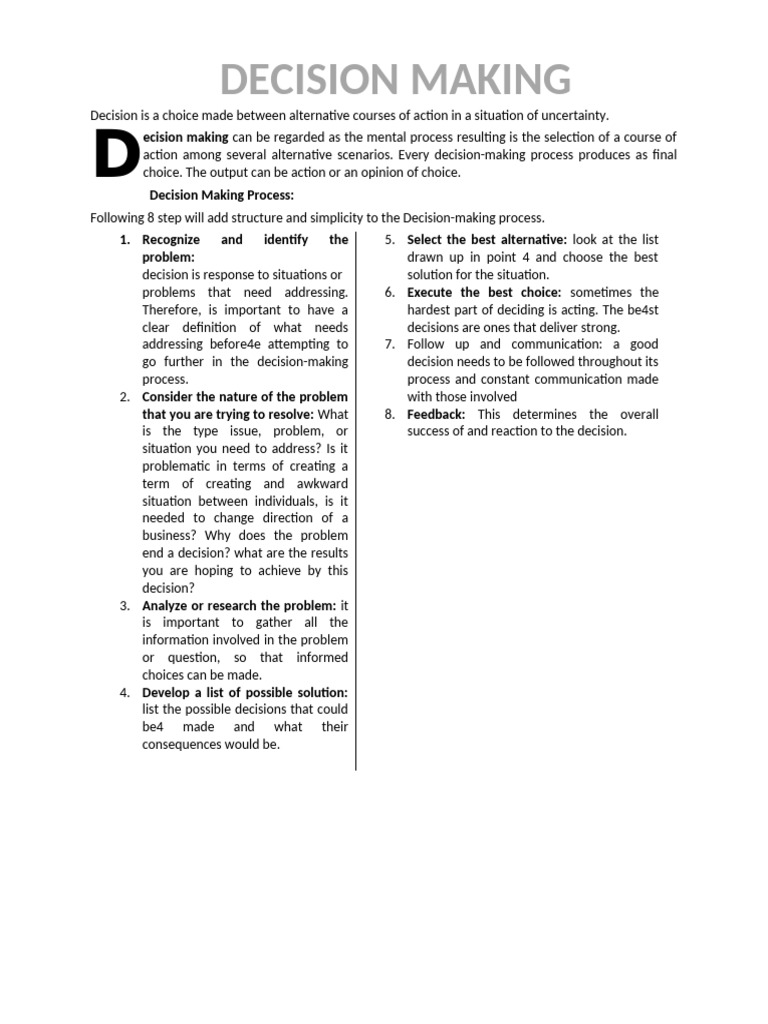 Decision Making | PDF