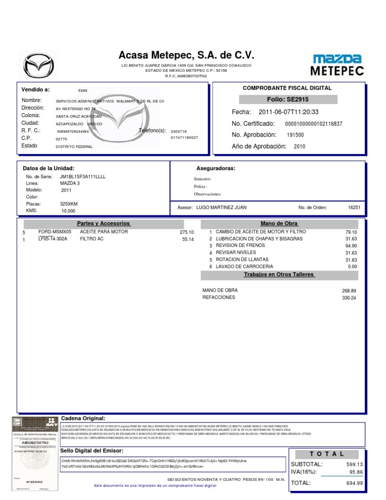 Top 7+ imagen rfc servicios administrativos walmart s de rl de cv