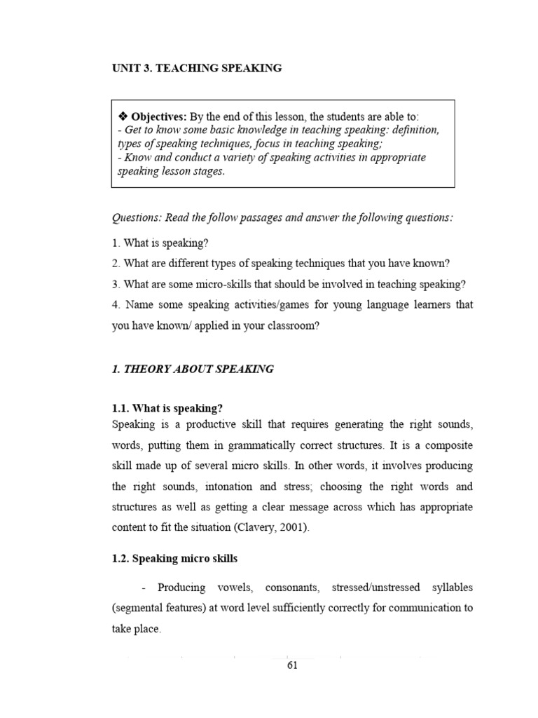 Teaching Speaking Skills in EFL | PDF | Stress (Linguistics ...
