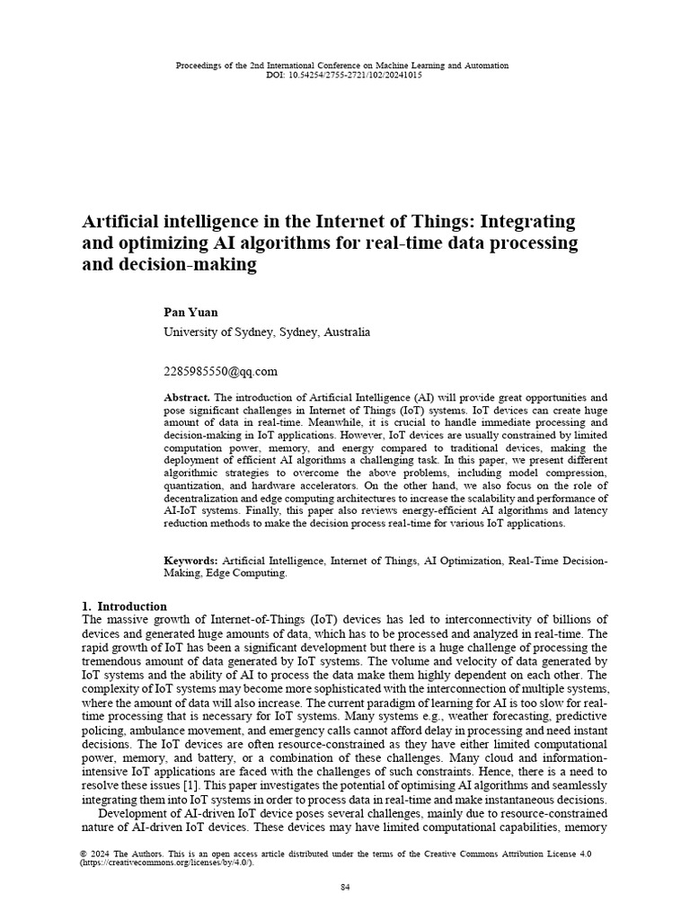 AI Optimization for IoT Real-Time Processing | PDF | Internet Of Things ...