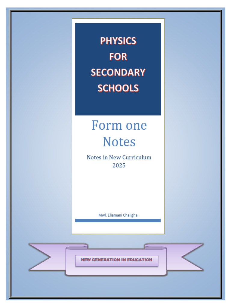 Physics Form One New Syllabus 2025 by Mwl. ELIAMANI CHALIGHA | PDF ...