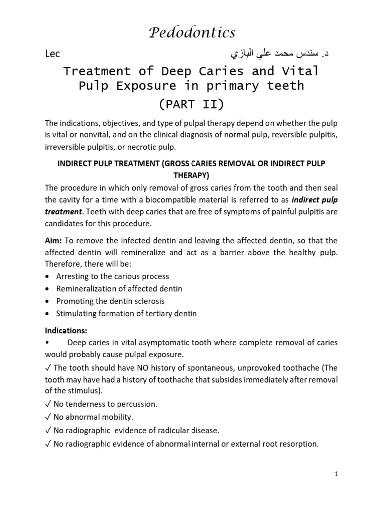 Deep Caries Treatment in Primary Teeth | PDF | Human Tooth | Medical ...