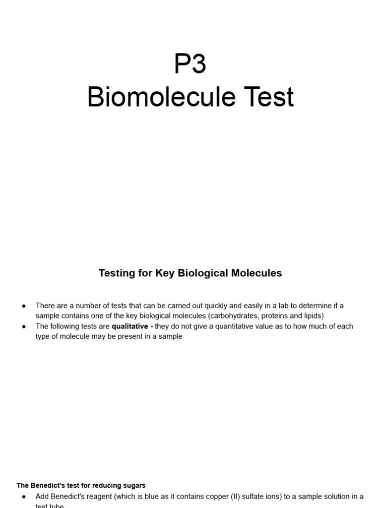 Biomolecule Testing Methods Explained | PDF | Chemical Substances ...