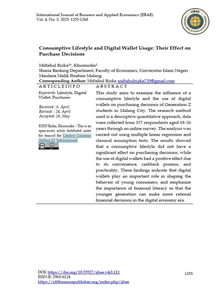 Consumptive Lifestyle and Digital Wallet Usage The | PDF | Methodology ...