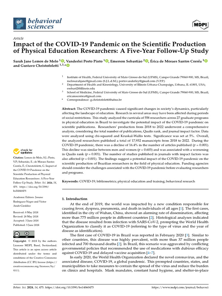 COVID-19's Impact on Physical Education Research | PDF