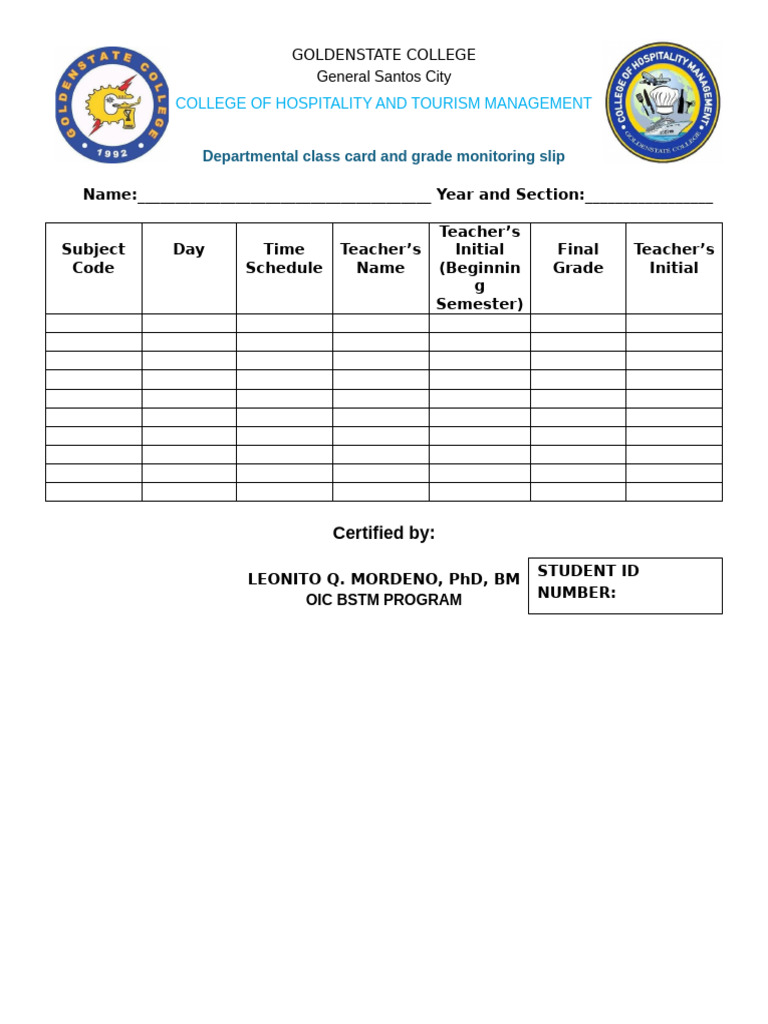 Class Card | PDF