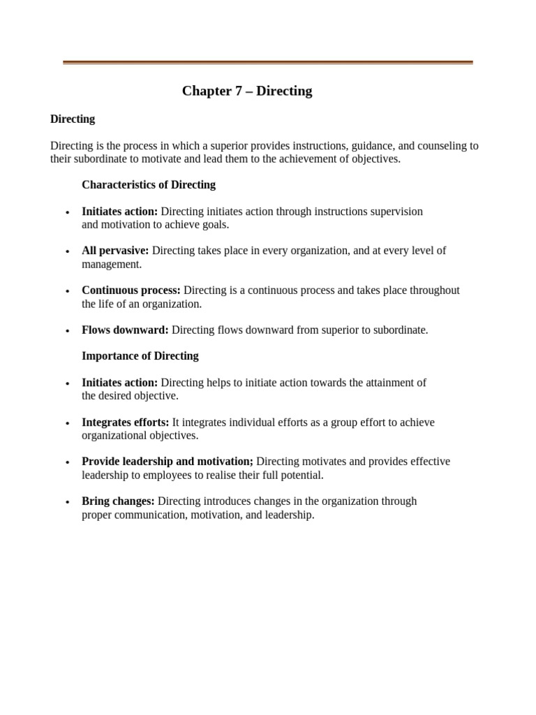 Essentials of Directing in Management | PDF | Incentive | Motivational