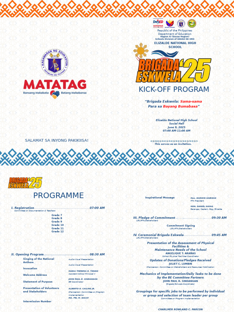 BE 25 Kick-Off Program | PDF | Philippines