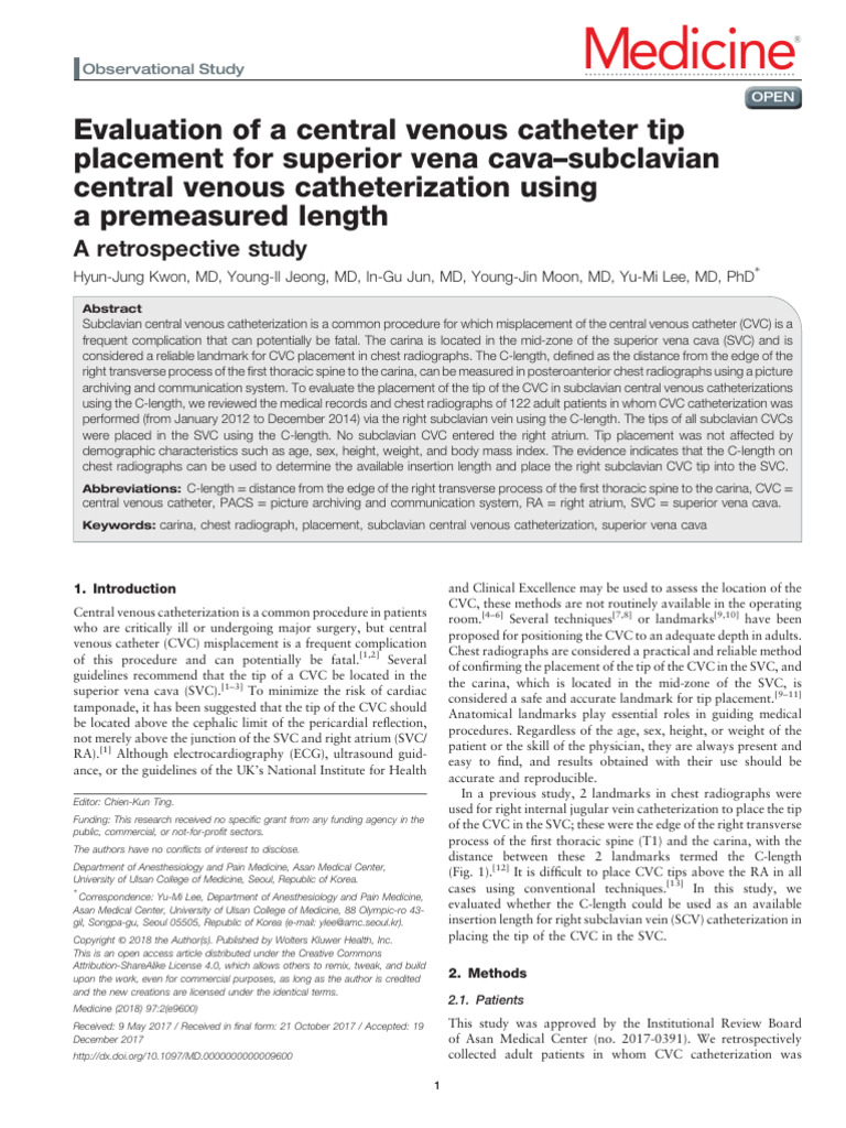 Evaluation of A Central Venous Catheter Tip.41 | PDF | Medical Specialties