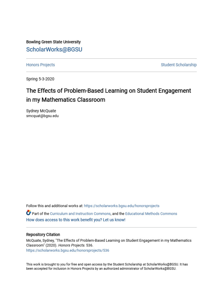 Problem-Based Learning in Math Class | PDF | Learning | Teachers