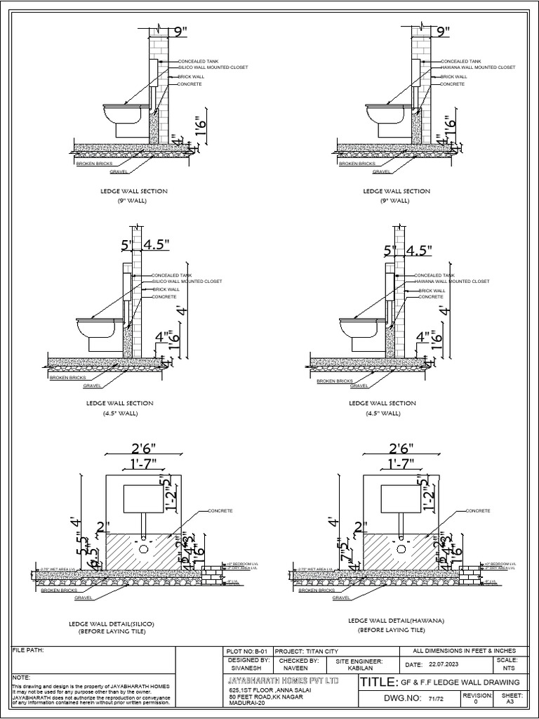 Ledge Wall Construction Details | PDF | Building | Ceramic Materials