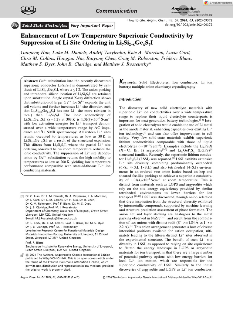 Angew Chem Int Ed - 2024 - Han - Enhancement of Low Temperature ...