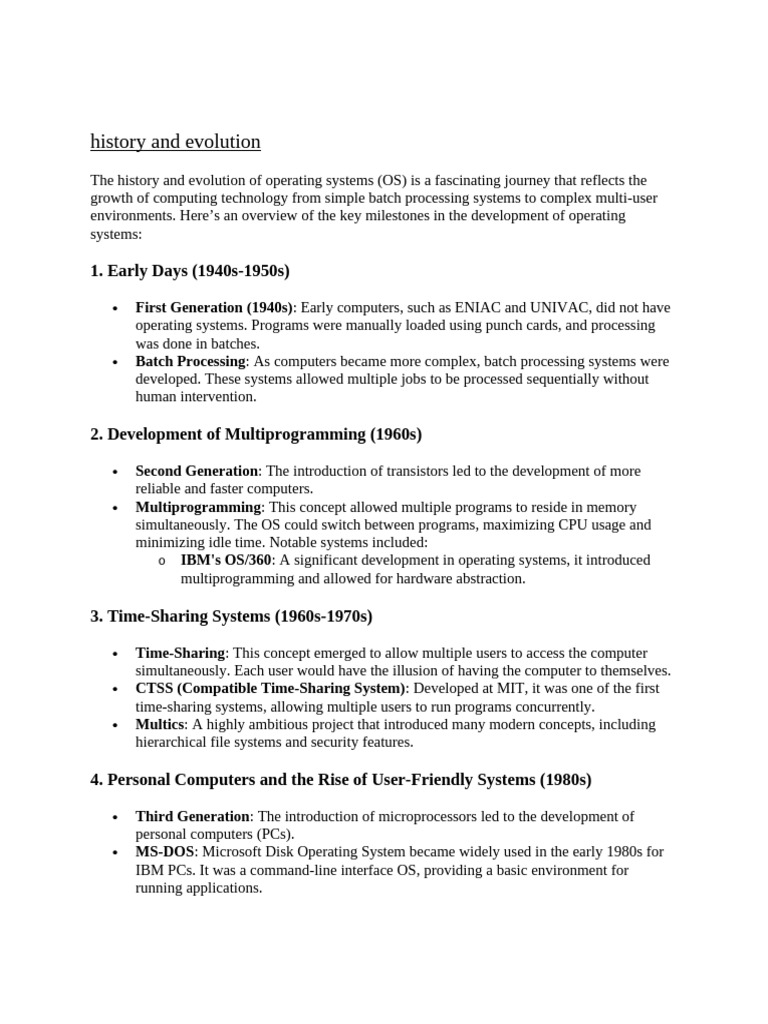 Evolution of Operating Systems Overview | PDF | Process (Computing ...