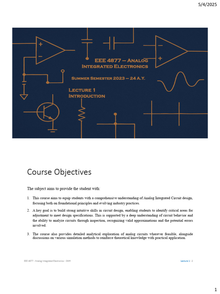 Analog Integrated Electronics Course Overview | PDF | Mosfet | Field ...